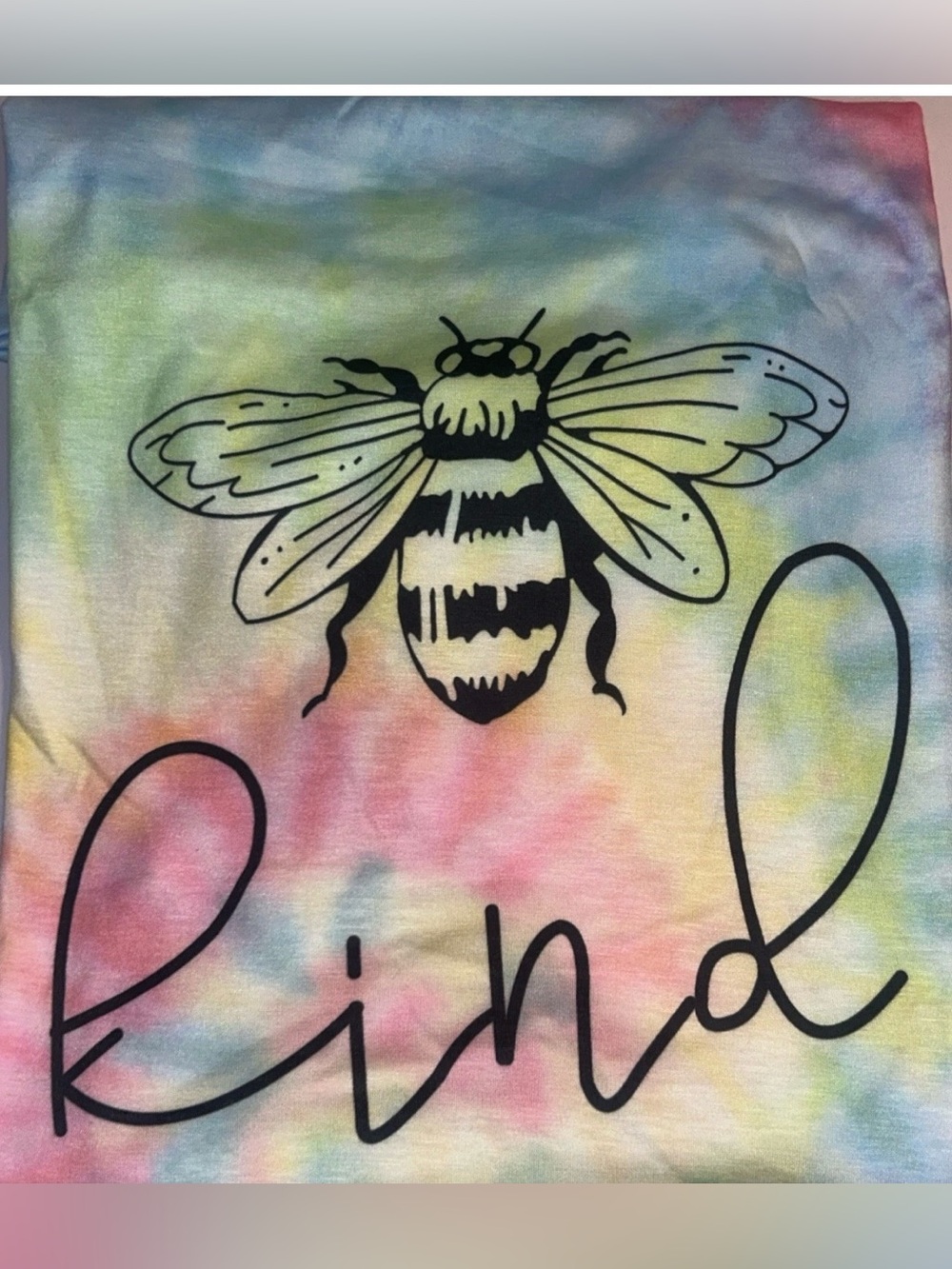 Tie-Dye Bee Kind Graphic T-Shirt XL Rainbow Hippie Retro Colorful Neon Vibrant